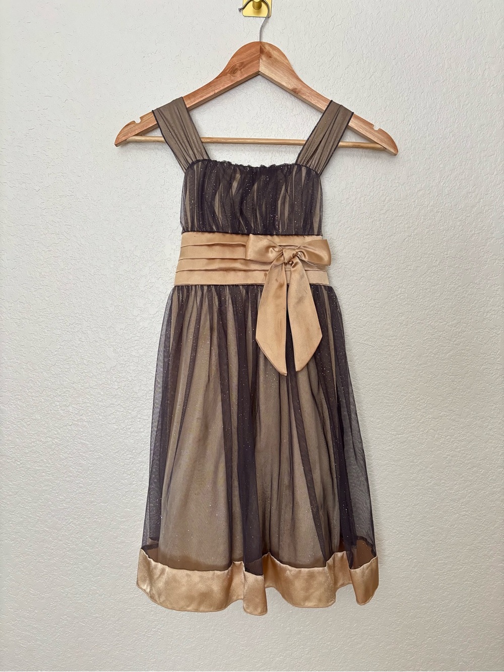 My Michelle Girls 8 Black Gold Fairycore Glitter Tulle Formal Dress